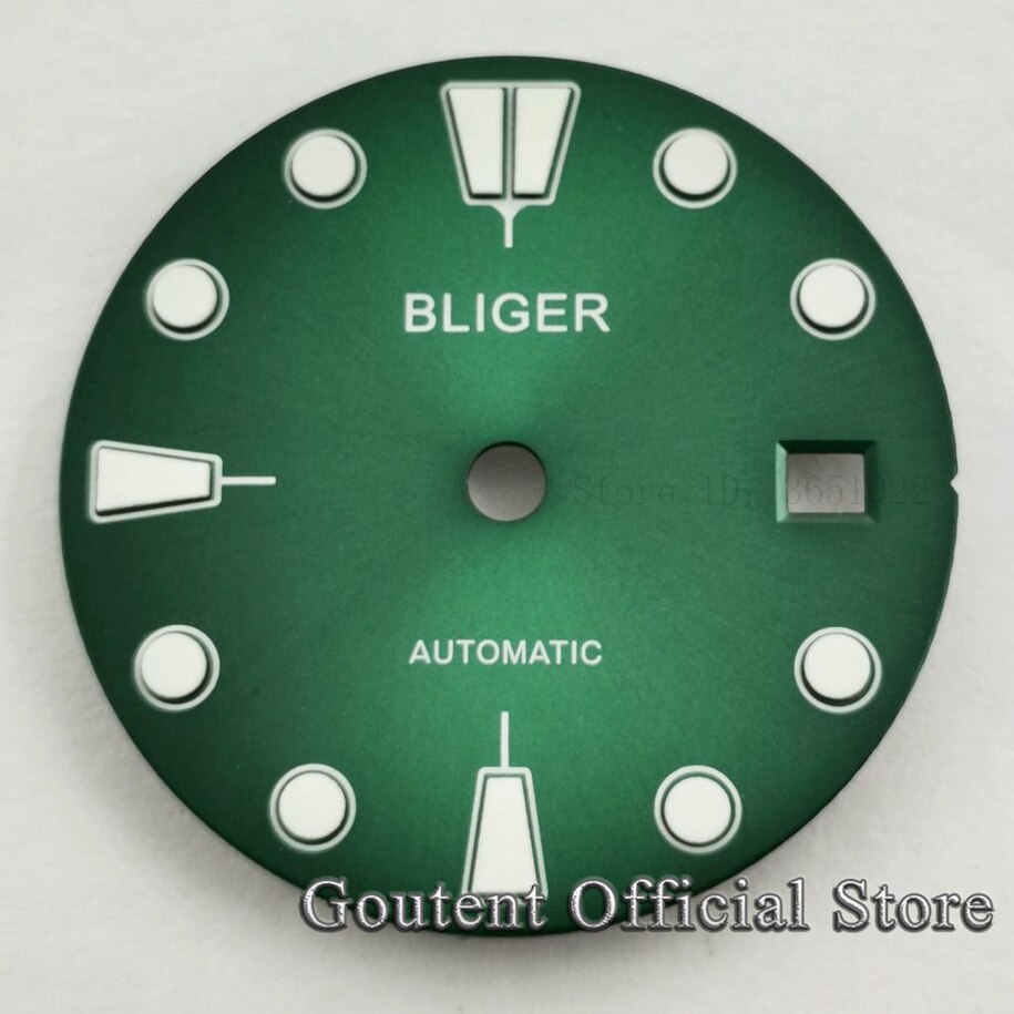 Bliger 28.5mm sterylny czarny/niebieski/zielony zegarek tarcze świecąca tarcza dopasowanie etai2836 2824,Miyota8215 821A,DG2813 3804 ST1612 ruch: A3-bliger logo