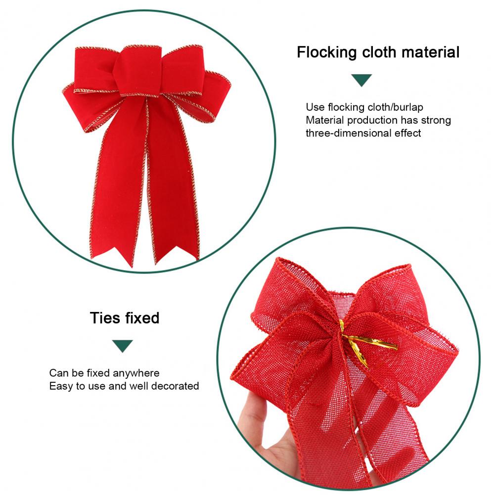 80%HOTDecorative Bows Xmas Theme Multi Patterns Christmas Tree Hanging Bowknot Decoration for Decoration