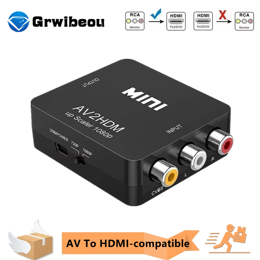 1080P RCA AV naar HDMI-compatibele HDTV naar AV Composiet Adapter Converter AV2HD Audio Video Kabel CVBS AV Adapter met USB-kabel