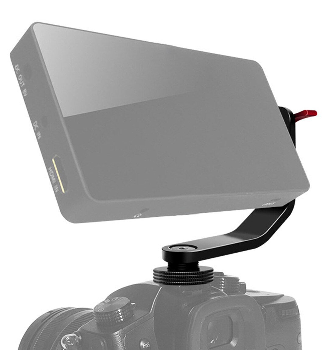 L formbeslag mikrofon stativ kamerahåndtag til 5 " 5.5 " 6 "slr monitor sko 1/4 montering 360 ° udvidet flash mikrofon gimbal
