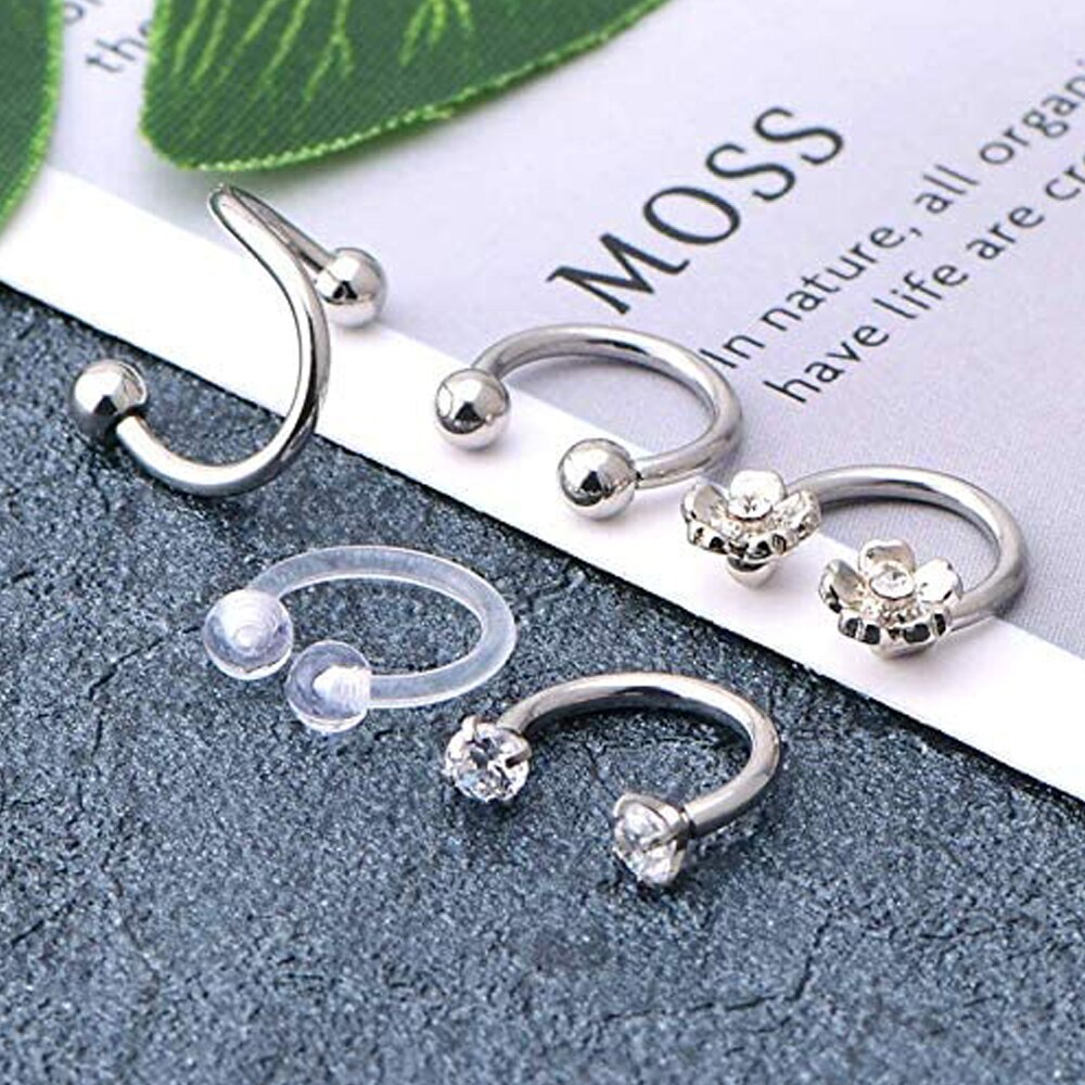 Cartilage Helix Tragus Stud Earring Twist Spiral Barbell Lip Rings Labret Stud Horseshoe Piercing Twisted Eyebrow Rings Piercing