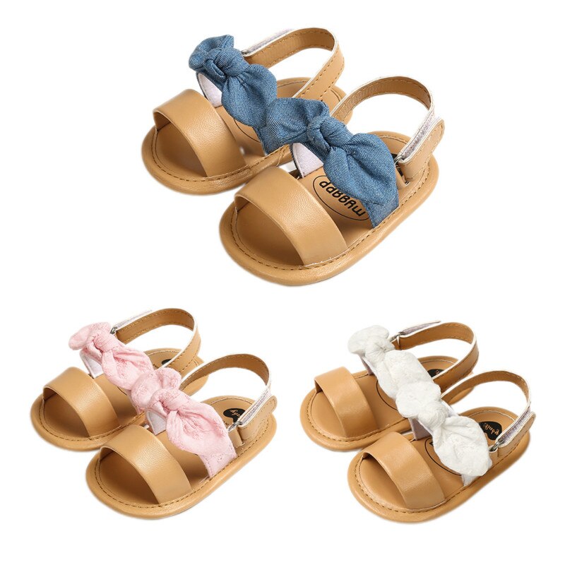 Brand Newborn Baby Girls Summer Shoes Sandals PU Lace Bow-knot Soft Sole Shoes Infant Toddler Shoes For 0-18M