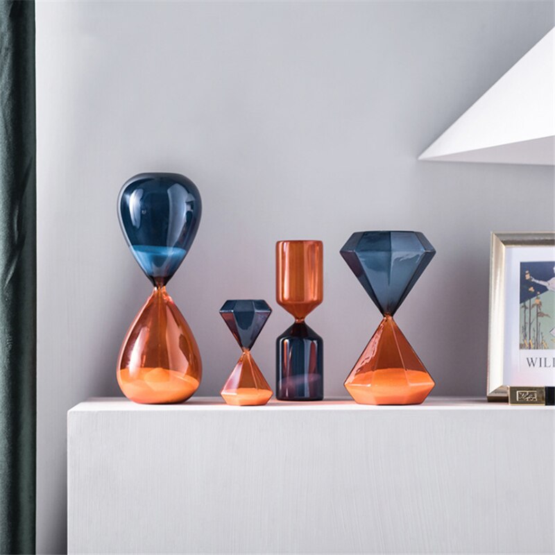 5/15/30/60 minutter to farver blå glas timeglas sand timer hjem kaffebar dekoration pynt studerende fødselsdag