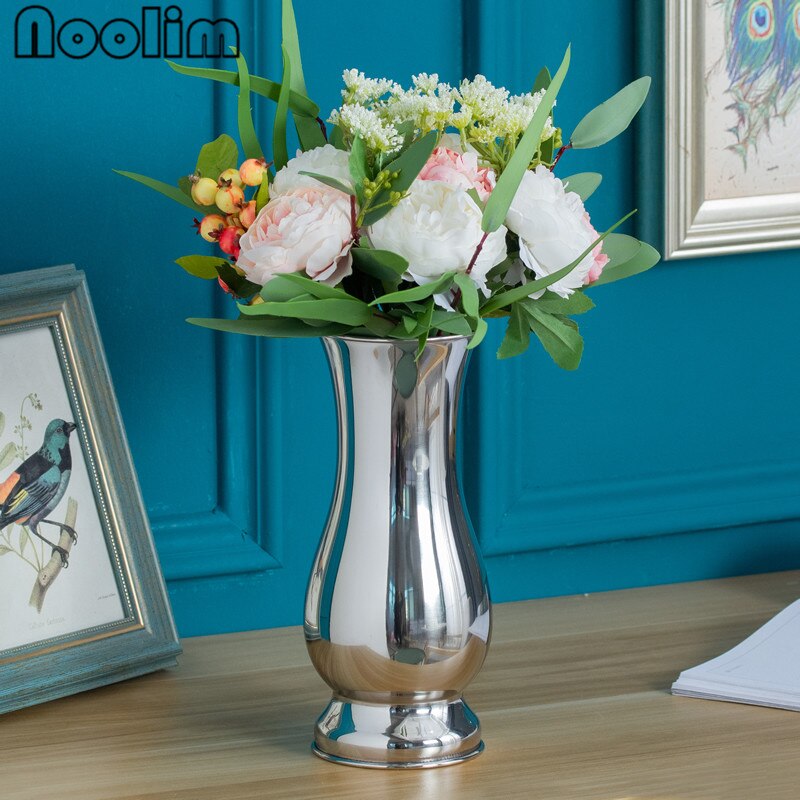 Bordsvas i rostfritt stål modern minimalistisk ornament hantverk hem kontor dekoration vas