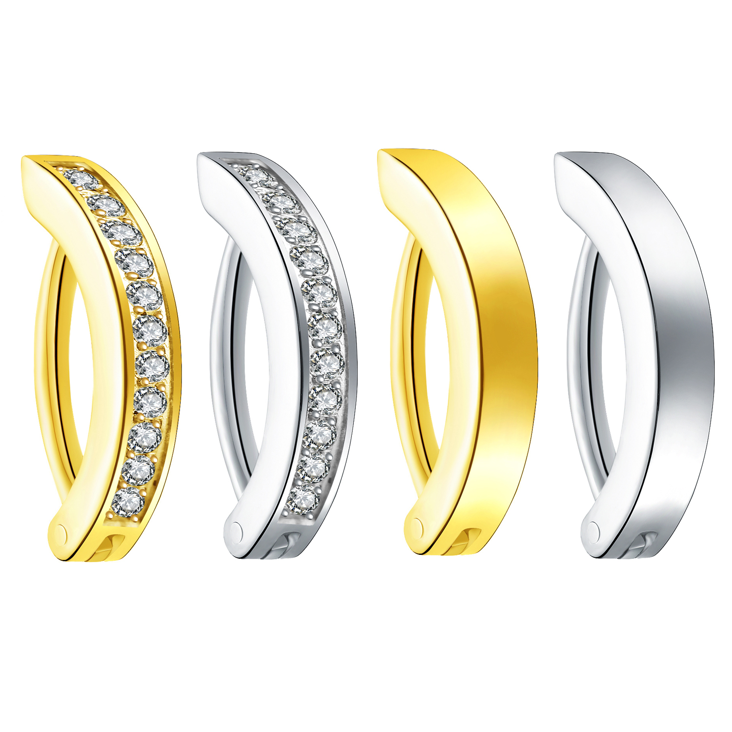 14G G23 Titanium Clicker Navelpiercing, 10/12mm Reverse Gebogen Hoepel Navel Barbell Body Piercing Sieraden