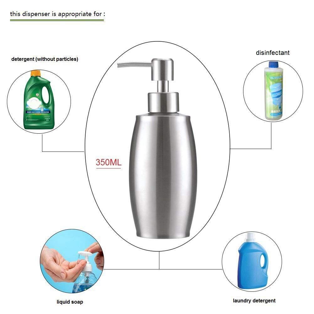 Soap and lotion dispensers 350 ML Stainless Steel Spring Foam Pump (shower gel, cream, shampoo, mousse, oil)