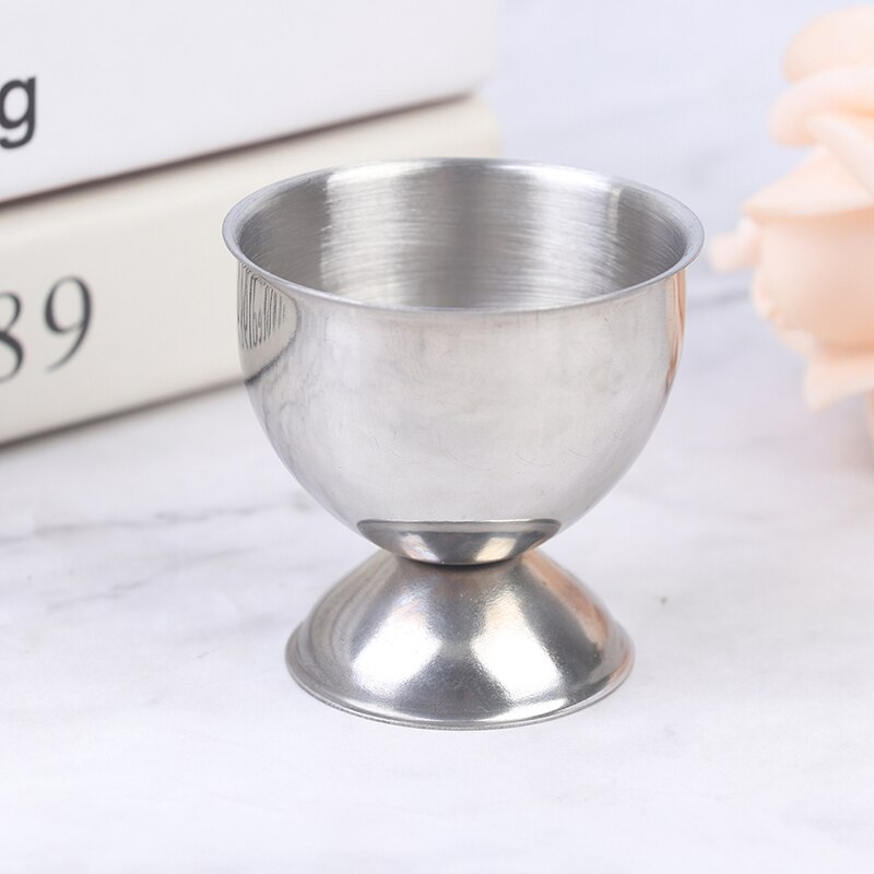 Taza de acero inoxidable para hervir huevos, soporte de acero inoxidable chapado en oro, soporte para taza de vino, estante para huevos, suministros para huevos: Silver