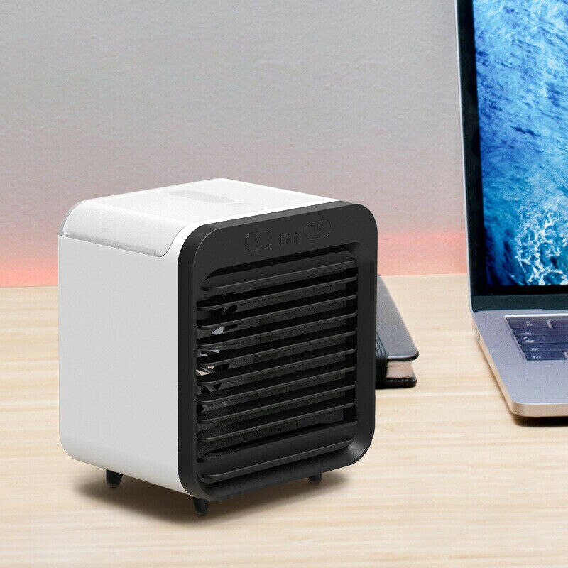 Humidificateur de climatiseur Portable, Mini, purificateur, climatiseur Portable, 3 engrenages, USB, refroidisseur d'air de bureau, ventilateur avec réservoir d'eau, climatisation pour la maison, 5V: White and Black