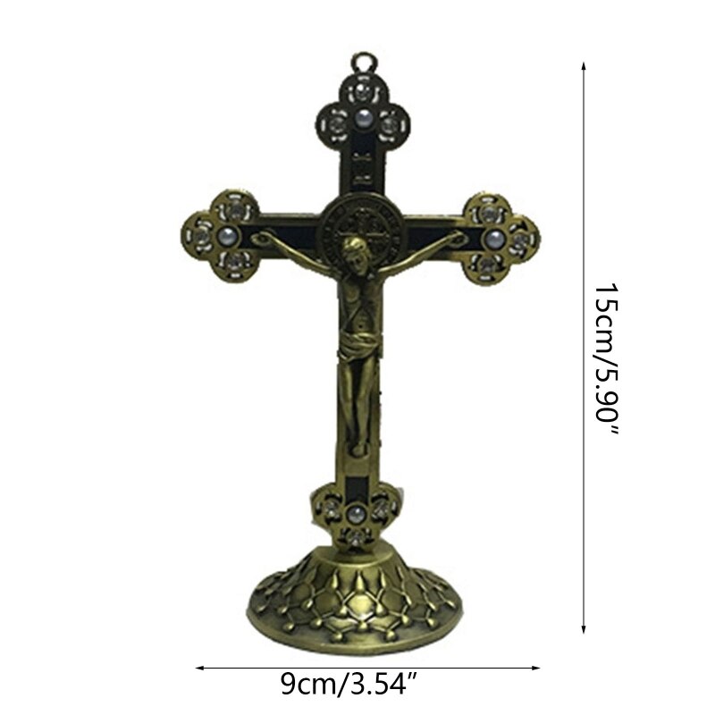Cross Ornament Christus Katholieke Cross Staan/Muur Opknoping Beeldje Voor Home Auto Kerk Desktop Decoratie 2022