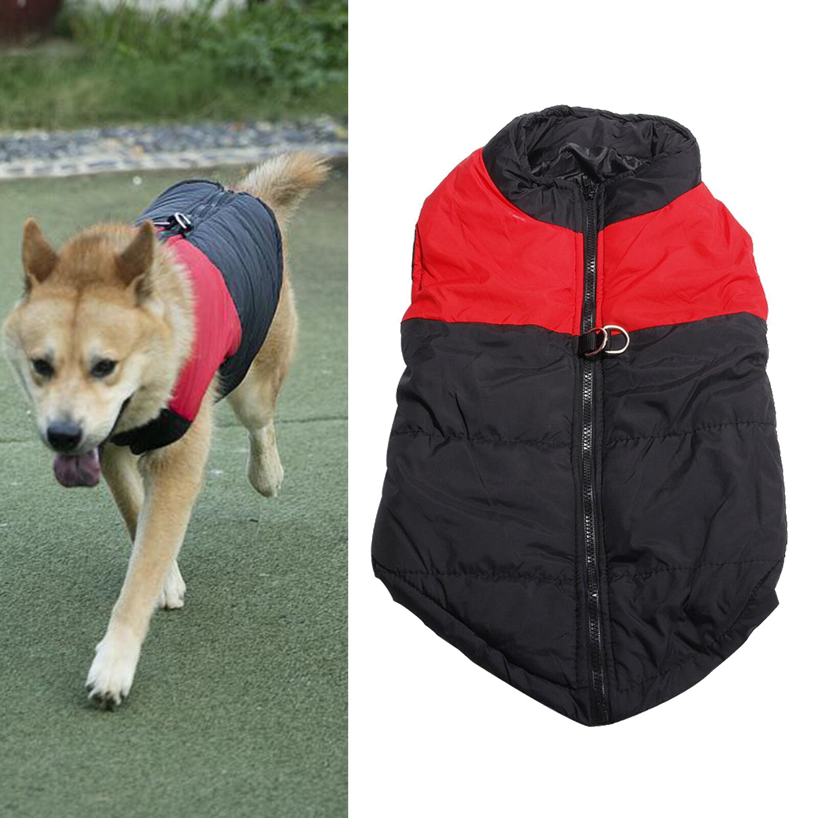 Warm Hond Kleding Waterdicht Pet Gewatteerde Vest Rits Jas Jas Voor Chihuahua: Red M