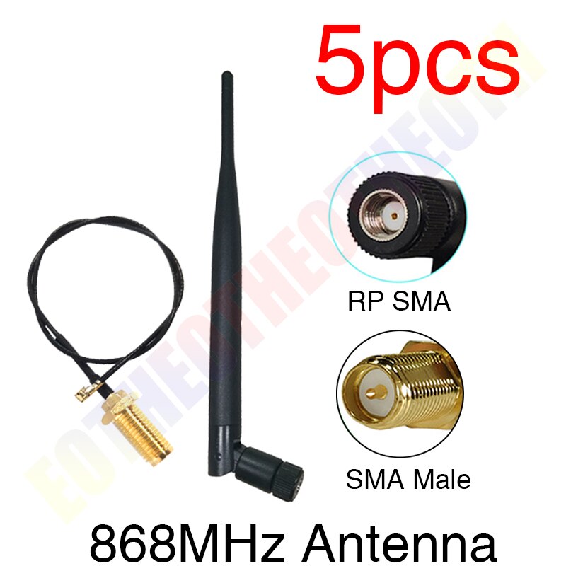 5Pc 868Mhz Antenne 915Mhz Antena Lorawan Lora 5dbi Sma Male Connector 868M 915M Mhz Antena gsm Directionele Waterdichte Antenas: 5PCS female cable