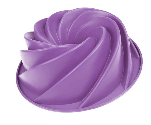 9 Inch Fluted Round Silicone Baking Molds Pan Oven Roasting Non-Stick Bundt Cake Mousse Bread Pan Grade Silicone Bundt Tins: Purple