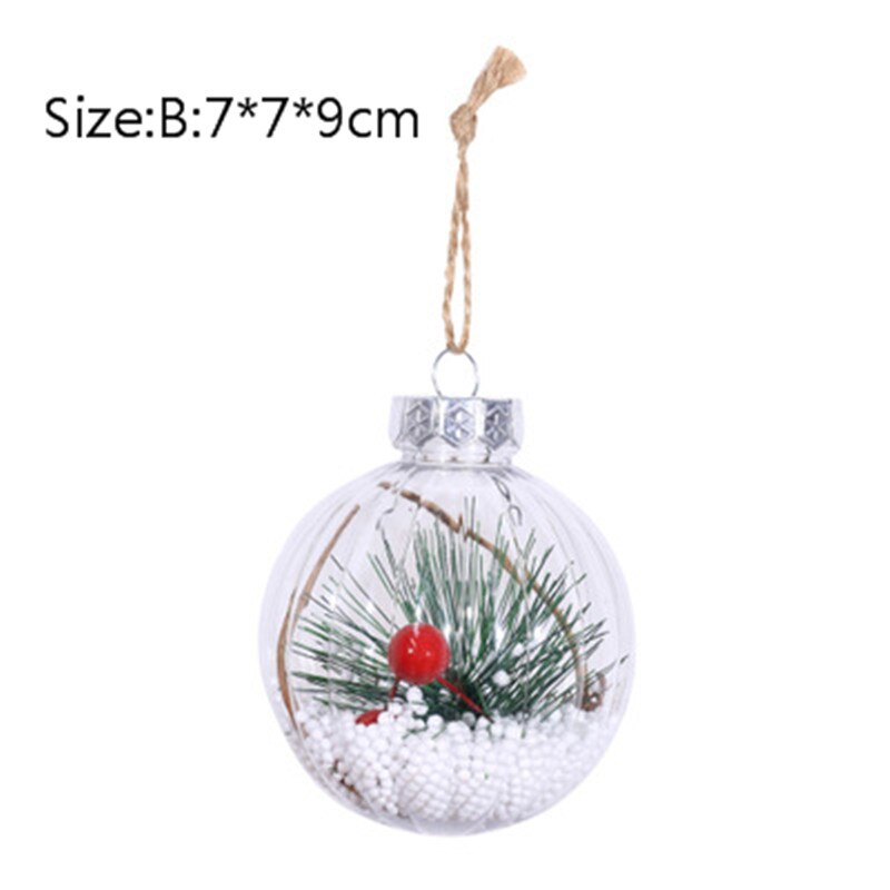 Jul gennemsigtig hængende kugle træ hængende vedhæng hjem dekorationer plastik klar ornament diy fest forsyninger kugler: B01