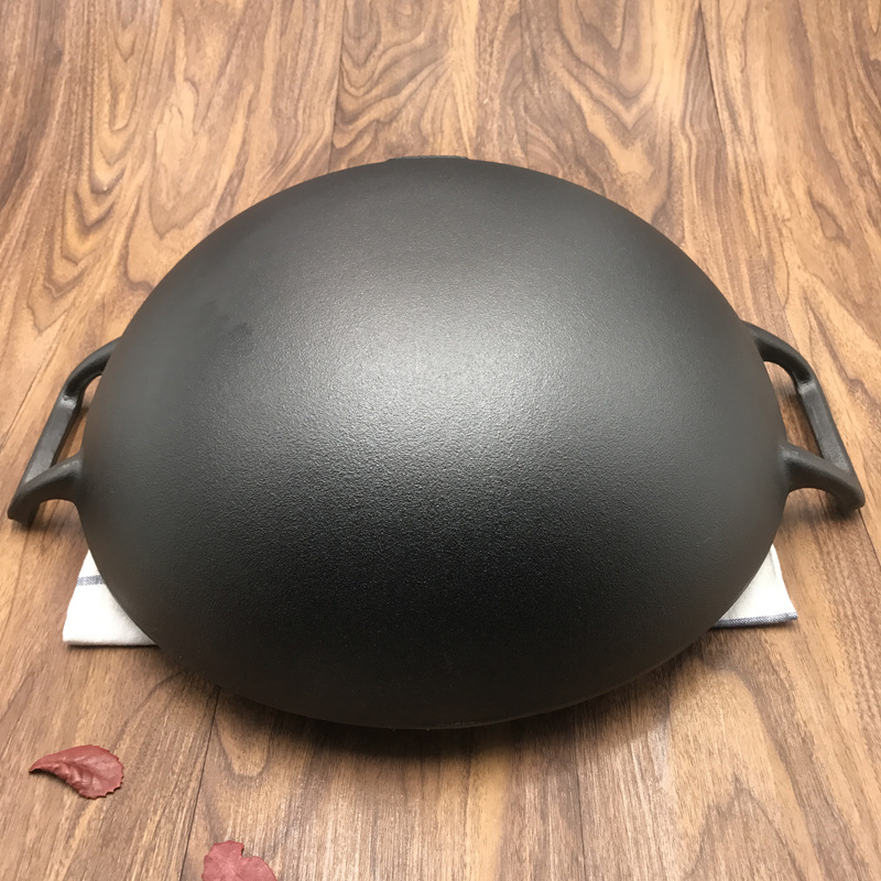 Old-style binaural cast iron wok pig iron pot thickened non-stick pan uncoated 36cm round bottom wok