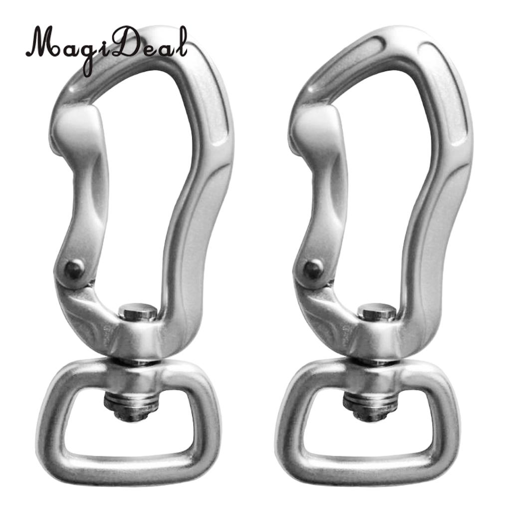 Outdoor 1 Pair Rock Tree Climbing Swivel Carabiner Hanging Connect Hook Camping 71/76mm round eye for Camping Caving Climbing: 71mm silver square