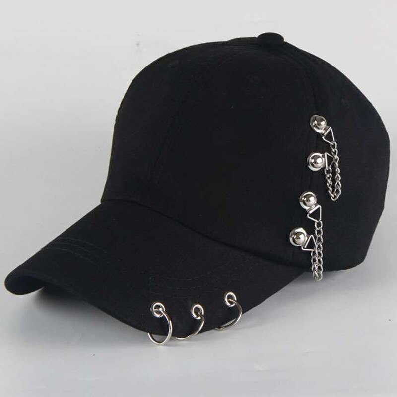 Cappello papà Creativo Piercing Anello Berretto Da Baseball Punk Hip Hop Protezioni del Cotone Adulto Casual Solido Regolabile Unisex Protezioni di Snapback: c10