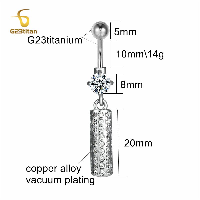 Anillo de botón de titanio hipoalergénico Chapado en plata para mujer, pendiente de ombligo, joyería para Piercing, 16G, 10mm, F136 piercing ombligo blanco pendientes de ombligo: Chapado en zinc azul