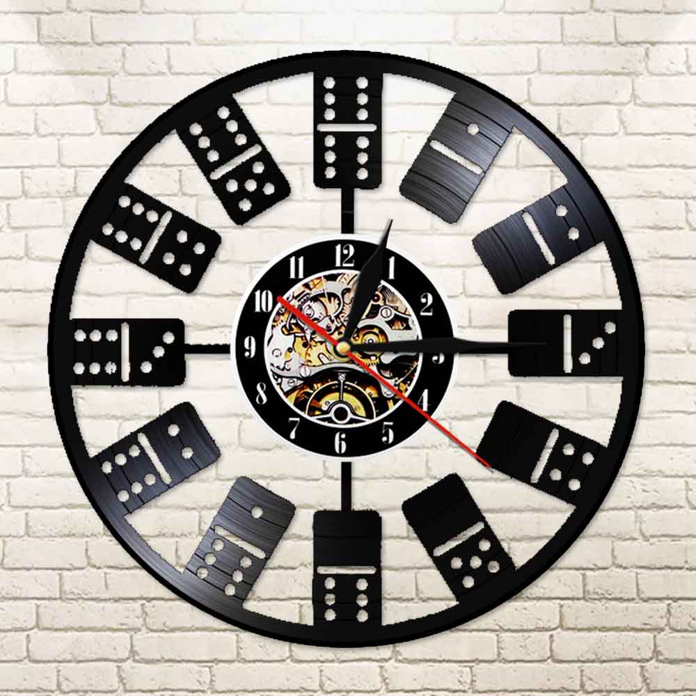 Classic Dominoes LED Wall Light Bedside Night Light Lamp Chess Game Entertainment Blocks Watch Made Of Real Vinyl Record