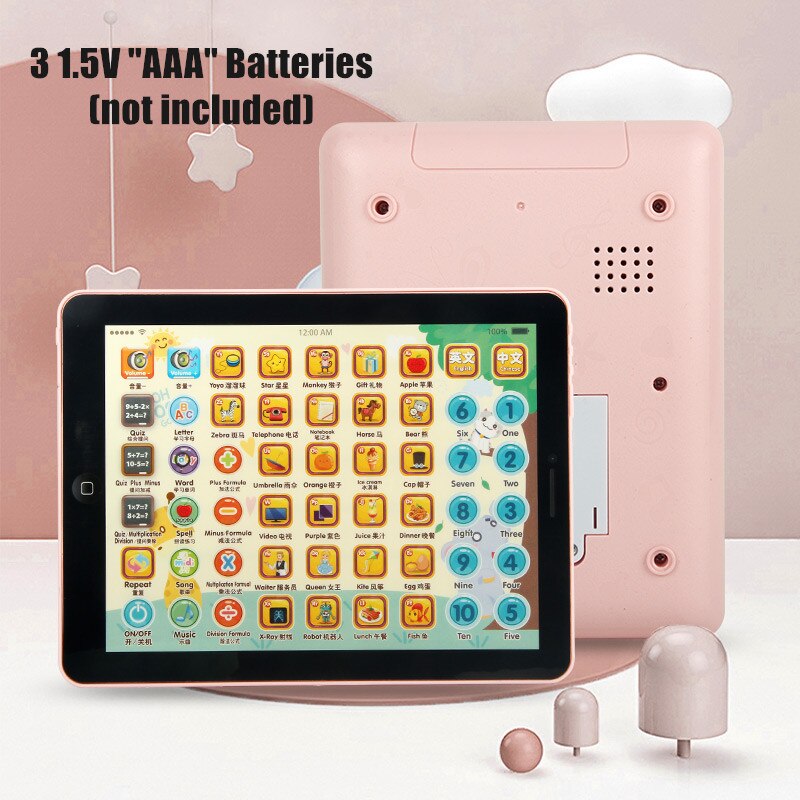 Eletric Intelligent Pad Early Learning Chinese English Sound Juguetes Electronic Kids Toys for Baby Educational Xmas: Pink