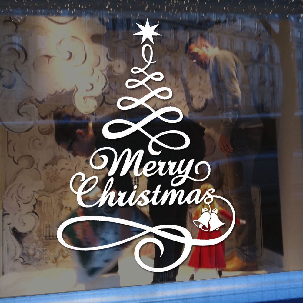 40#  juletræsvindue vinylvægklistermærker boligdekorationer vægoverføringsbillede til juletræ vindue og vægdekoration