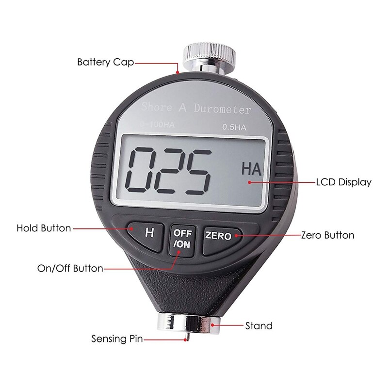 Portable 0-100HD Shore Hardness Digital Hardness Meter Durometer Hardness Tester with LCD Display