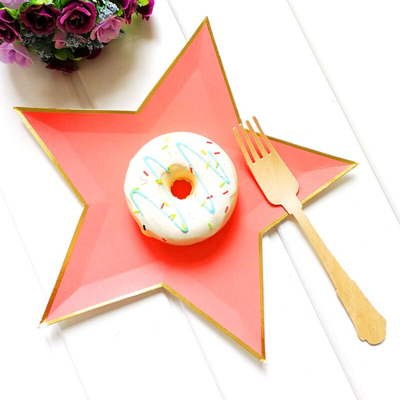 Wegwerp Servies Bruiloft Decoratie 8Pcs/1 Pack Effen Kleur Vijfpuntige Ster Papier Lade Verjaardagsfeestje Decoraties kids