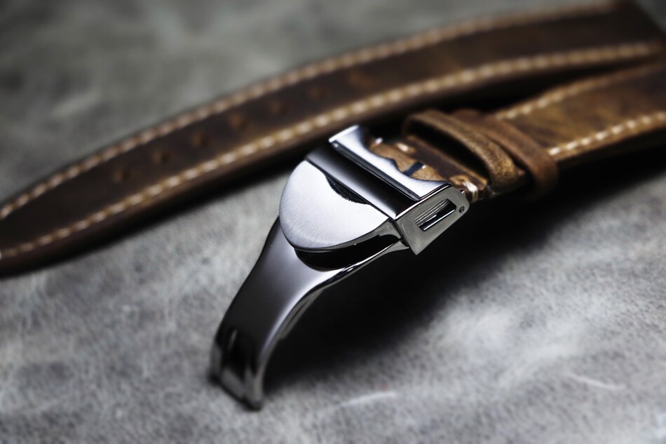 Bracelet de montre Vintage marron fait main en cuir de cheval fou 20mm 21mm 22mm bracelet de montre en cuir de veau véritable pour IWC