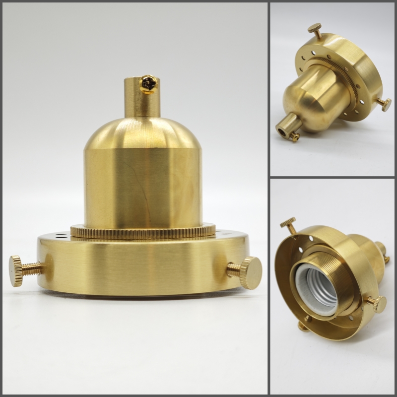 Edison DIY lamp holder for shade Pure brass material vintage threaded Socket Bulb Fitting E27 UL/CE lighting copper base: WHITE / 2G7