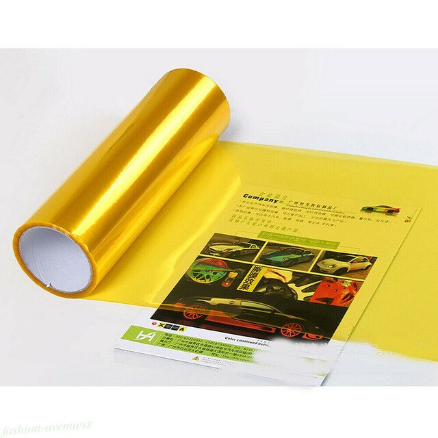 Film Car Headlight Sticker 30*60cm Protector Stretchable Adhesive Decor: Gold