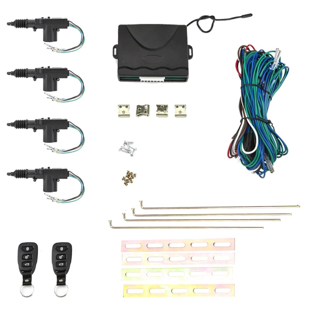 Car Lock Door Remote Control Keyless Entry System Locking Kit with 4 Door Lock Actuator Universal 12V
