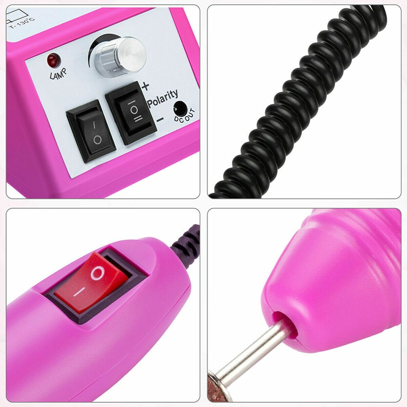 Lime à ongles électrique 20000 tr/min, lime et pédicure, Kit de manucure et pédicure, 6 mèches