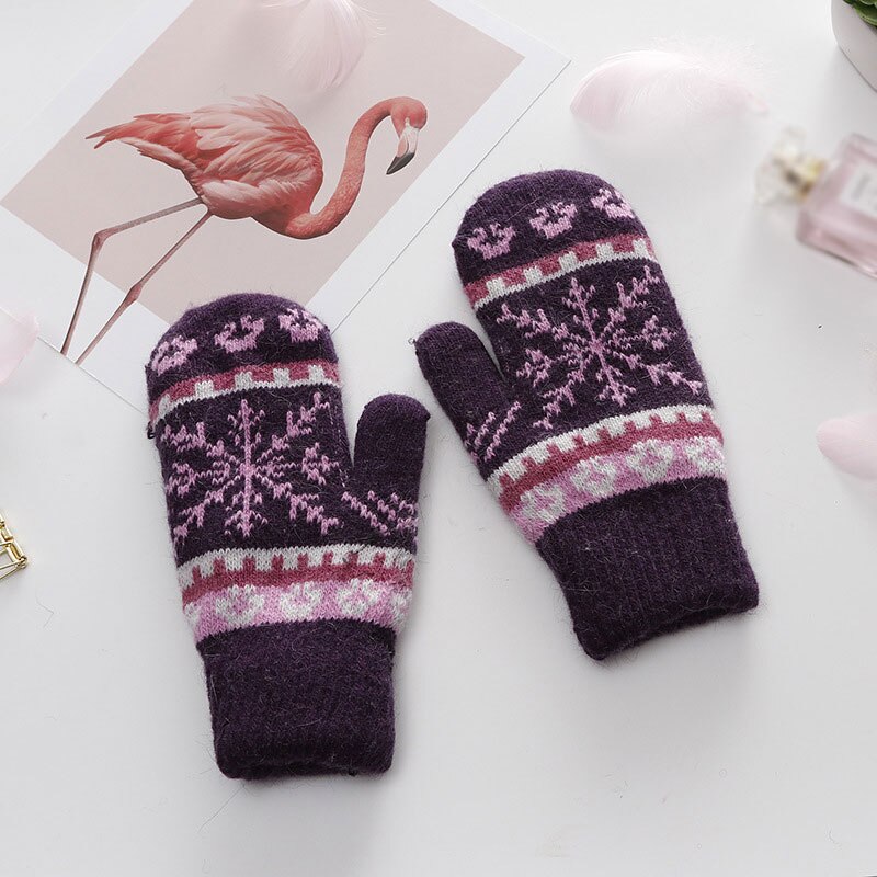 Vrolijk Kerst Handschoenen Decrative Vrouwen Handschoenen Openlucht Volledige Vinger Wanten Voor Vrouwen Sneeuwvlok Gebreide Handschoenen