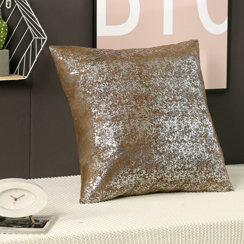 Luxe bronzen gouden zilverfolie kussenhoes decoratieve kussens voor kantoor, hotel, auto, effen kleur serie kussensloop