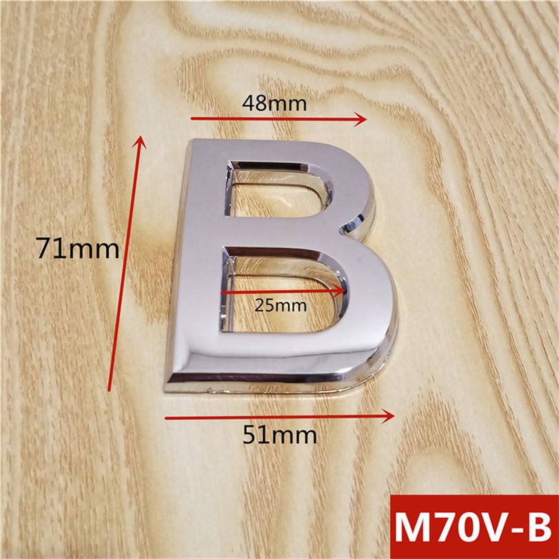 Height 70mm Silver ABS Plastic Silver Self- Adhesive House Door Numbers Address Sign Hotel Home Door Plate Sticker: B