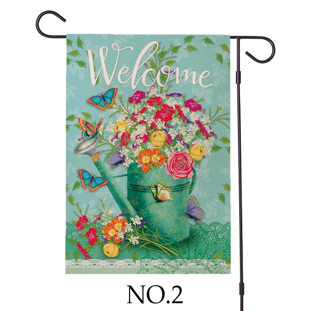 30*45cm Happy Spring Flower Welcome Friends Flag National Flag Courtyard Flag Door Flags Spring Summer Garden Flags: 2