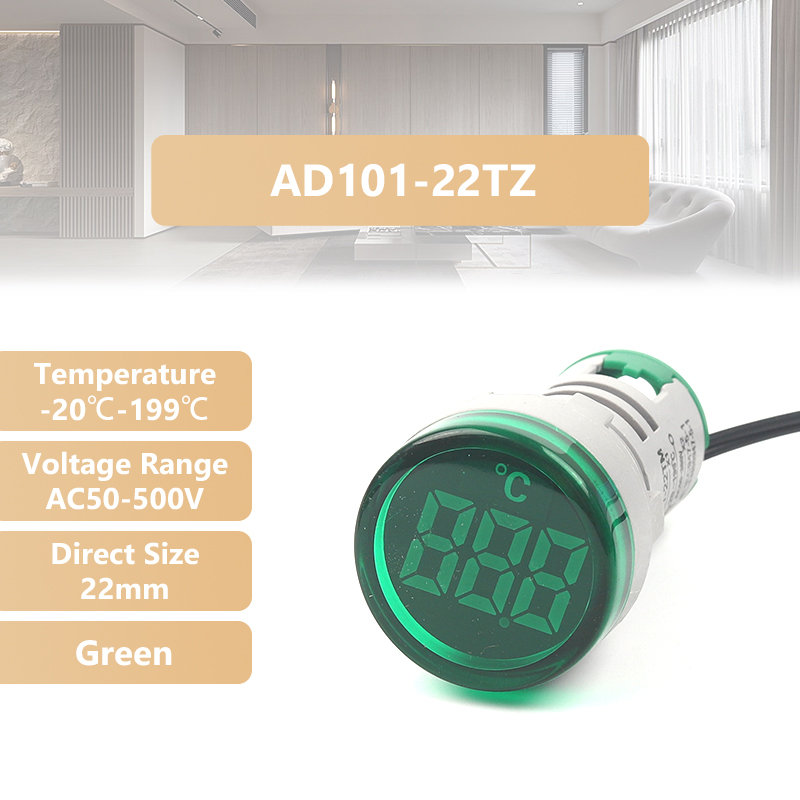 Termómetro Digital LED cuadrado redondo, luces de señal, medidor de temperatura, Sensor Detector, 20-199 Celsius, 50-500V CA, 22mm: Morado