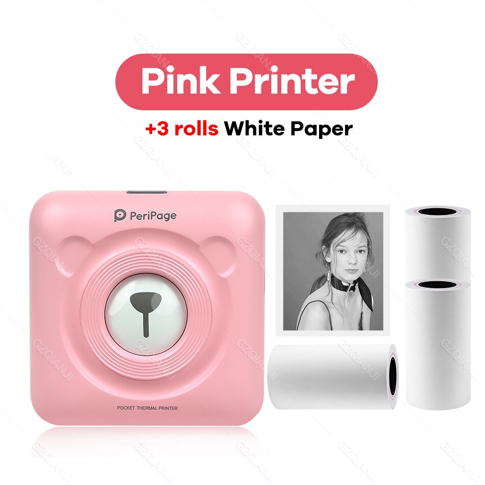 Peripage – Mini-imprimante Photo Portable sans fil A6, 58mm, avec étiquette autocollante et Notes,: PK add 3 White Paper