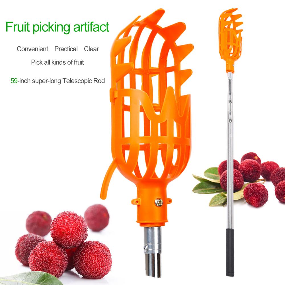 Metal Fruit Picker Convenient Fabric Orchard Gardening Apple Peach High Tree Picking Basket Bag Portable Fruits Catcher: Orange