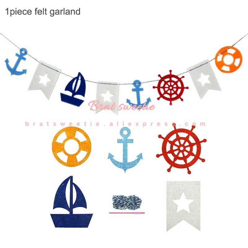 Marinha náutica festa de aniversário bolo, navio, roda de âncora, estilo mediterrâneo, barco, bolo, ferramentas de decoração: Nautical garland