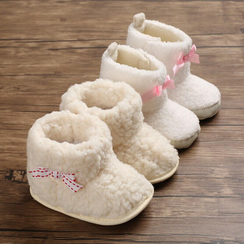 Inverno Del bambino Appena nato Della Ragazza Del bambino Stivali Da Neve Inverno Caldo di Pelliccia Presepe Scarpe Calde Prewalker