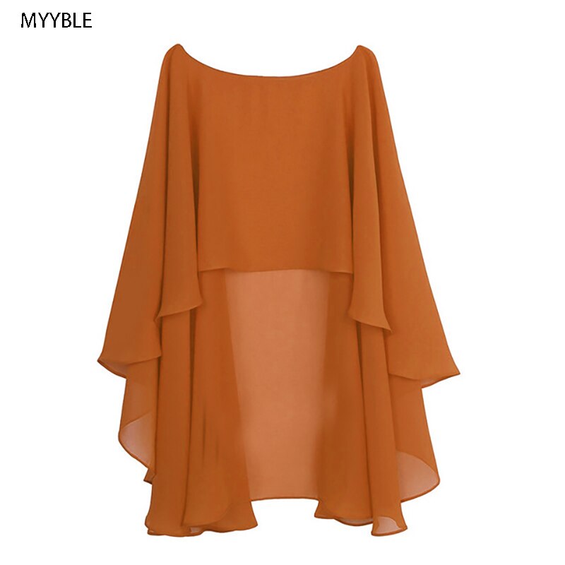 Dame damer myke bryllupskapper bryllup jakke wraps chiffon skuldertrekk brude bolero langt sjal og wraps kveld bryllup cover up: Oransje