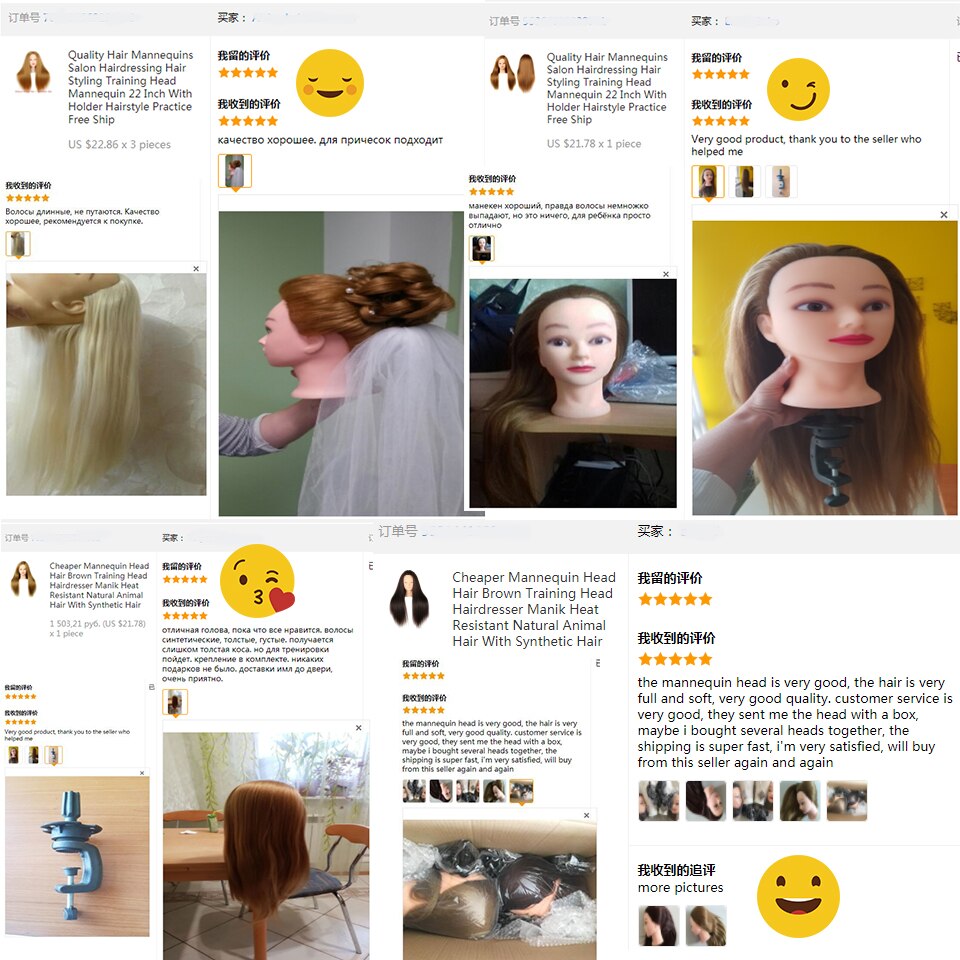 Mannequin Head - 22 Inch Training Head with Holder - Synthetic Fiber Hair for Styling Practice