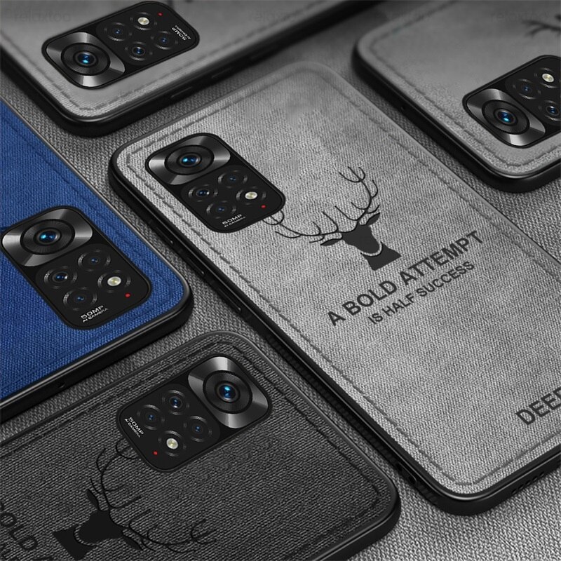 Redmy Hinweis 11 fallen 3D Hirsch aufbringen Tuch Stoff Zurück Abdeckung Für Redmi Hinweis11 Profi 5G Nicht 11 S 11 S 4G Weiche Rahmen Stoßfest Coque