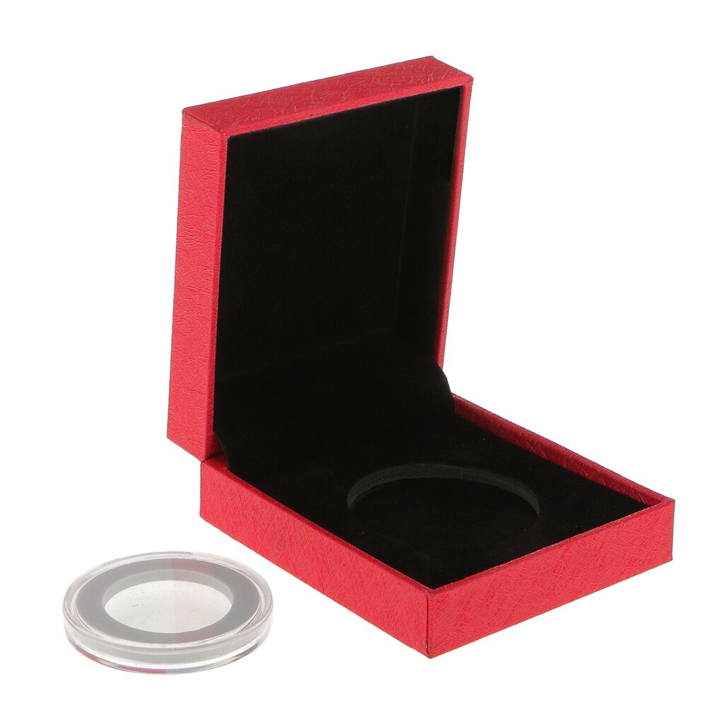 Single Coin Display Case Airtight Round Coin Capsule Holder 38mm Coin Container Protective Box: Red