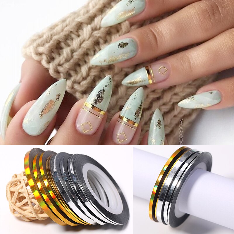 3 rollos de cintas adhesivas para uñas, 1mm, 2mm, 3mm, 1 rollo