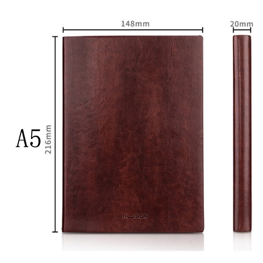 Nusign A5/B5 Sizes Soft Face Leather Notebook High-end Office Business Notebook Leather Face Stationery Bookmark Ribbon: A5 Brown
