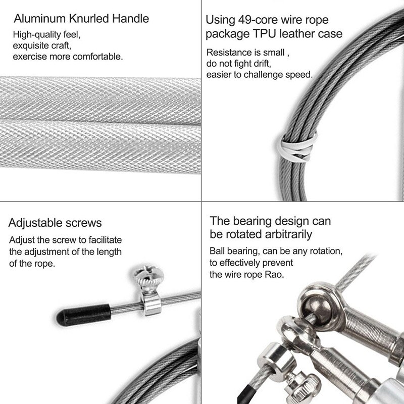3M Adjustable Jump Rope Crossfit Speed Weight Skip Rope Fitness Aluminium Training Stainless Steel Wire Home Gym