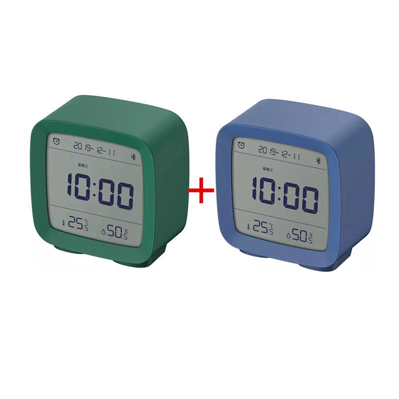 In stock Qingping Bluetooth Temperature Humidity Sensor Night Light LCD Alarm Clock Mihome App control Thermometer: 1 green and 1 blue