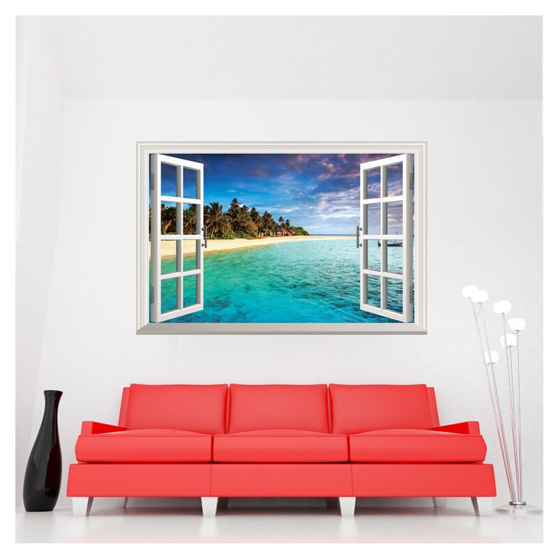 3D Ozean Natur Meer Ansicht Wandbild Fenster Heimat Dekor Aufkleber Zimmer bild Poster kunst