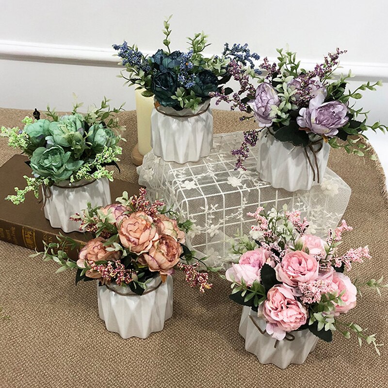 1Pc Kunstmatige Pioen Bloemen 32Cm Bloemen Boeket Decoratieve Nep Planten Voor Diy Wedding Festival Party Decoratie